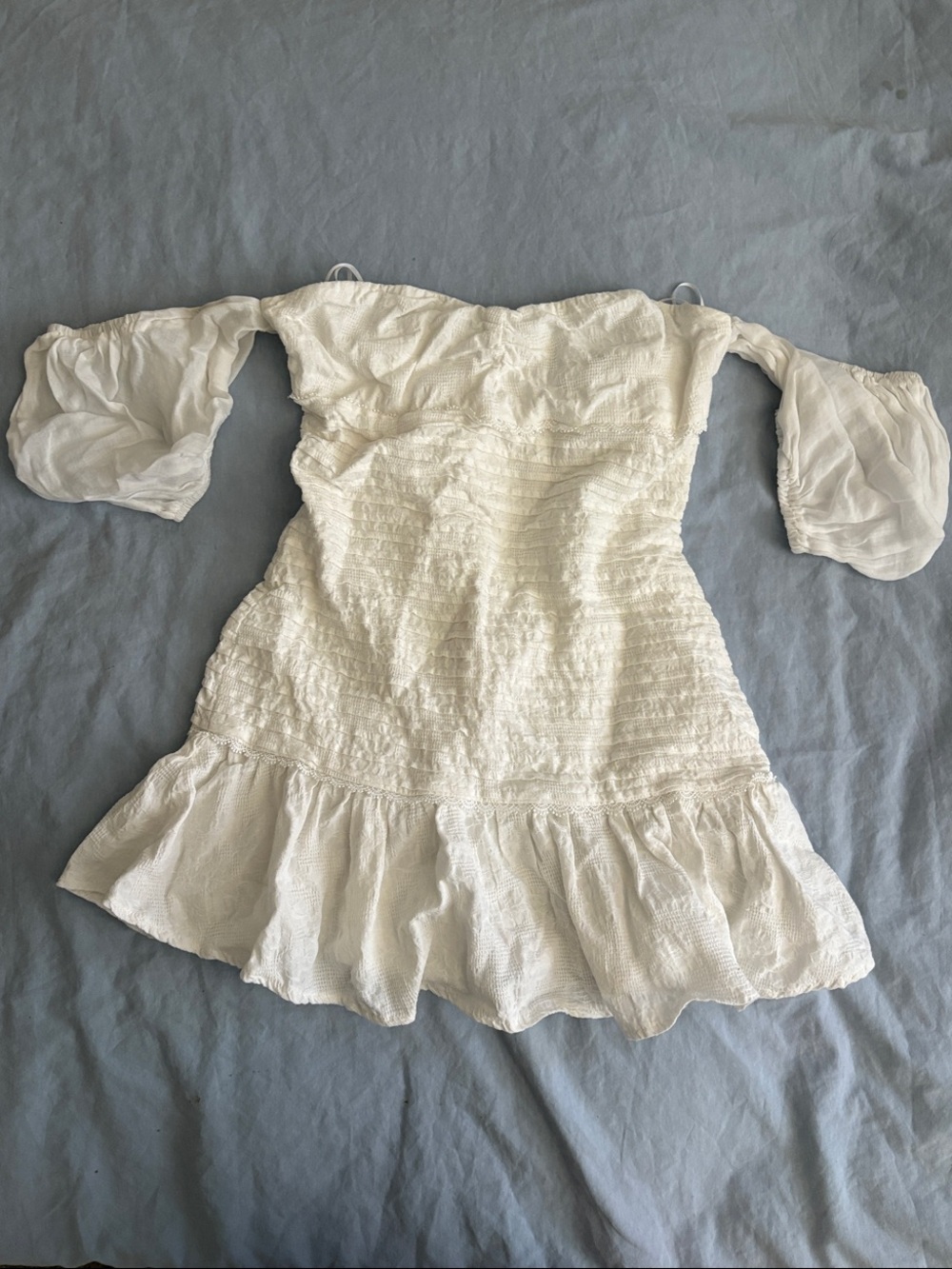 Hello Molly White Off-Shoulder Ruffle mini Dress